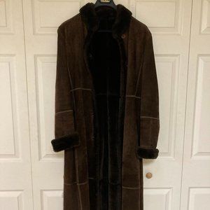 Steve by Searle Woman's Size M, Full Length, Brown, Winter Coat. Suede. Faux Fur